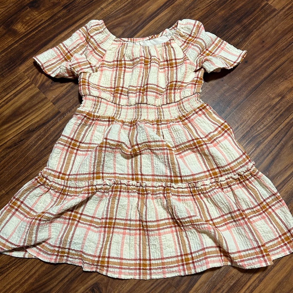 Cat & Jack Plaid Dress in Cream and Orange